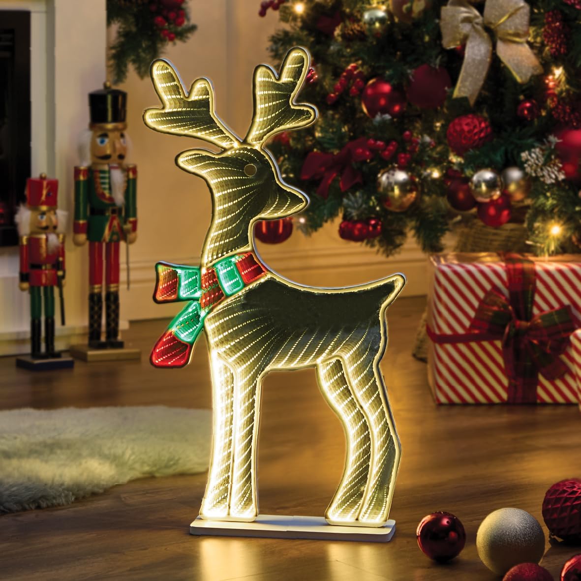 Colourful elf festive light with mirror effect