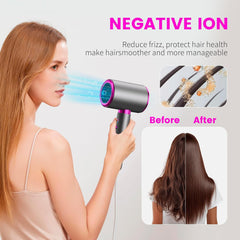 2400W Professional Ionic Hair Dryer – Silent, Fast Drying with Diffuser & Nozzles