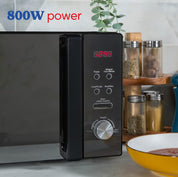 20L Black Digital Solo Microwave 800W with Auto Cook & Defrost