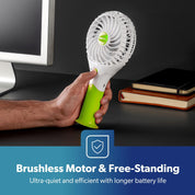 GEEPAS Rechargeable Fan | Mini Portable USB Handheld Fan for Home Office Travel Outdoor Personal Use | 3 Speed Settings 8Hr Run Time | Ultra Quiet Lightweight Air Circulator | 2 Year Warranty Green