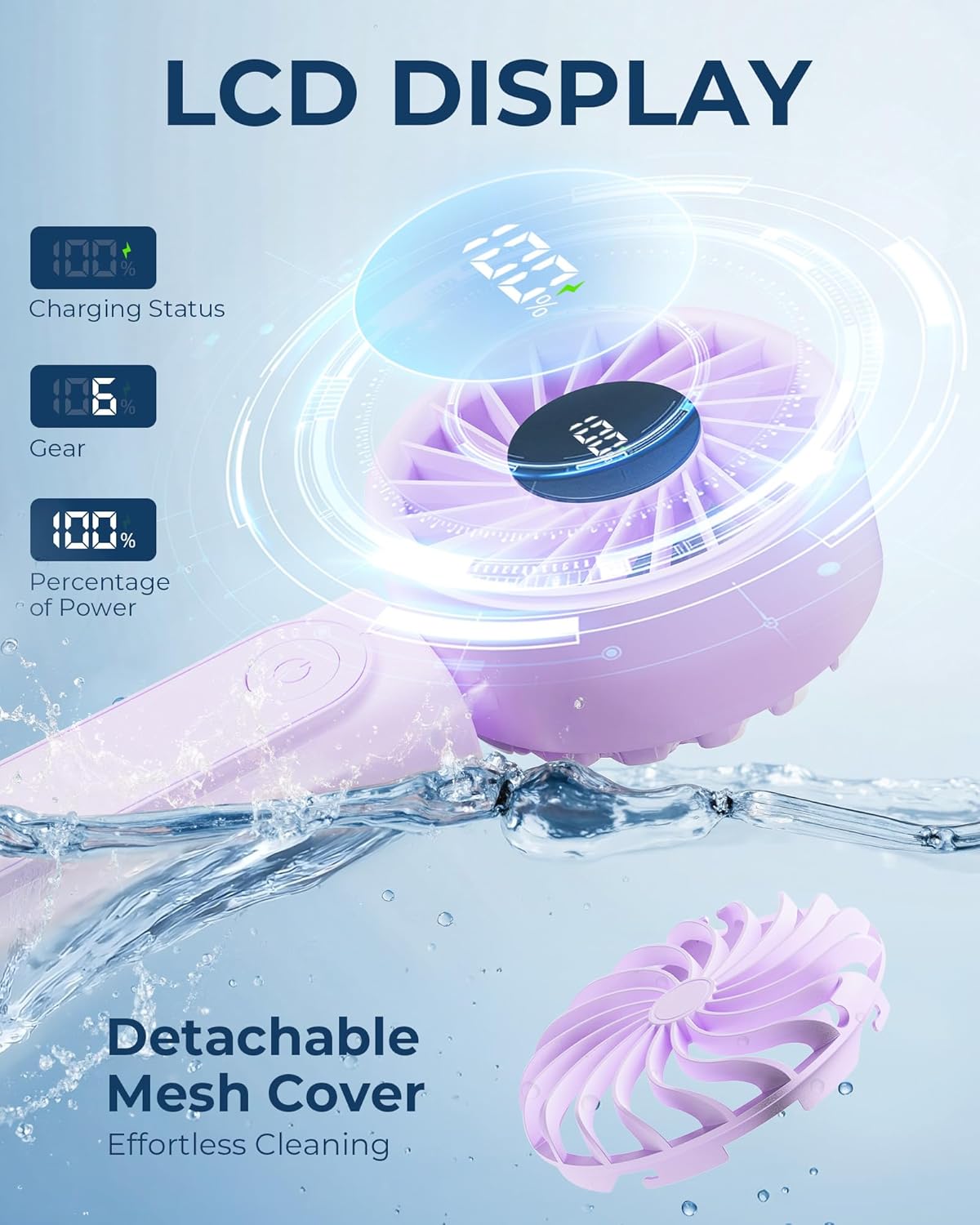 Portable Handheld Fan 4000mAh 6 Speed Foldable