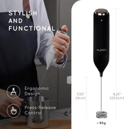 Rechargeable Milk Frother Handheld with USB-C Stand | Coffee Whisk Mixer
