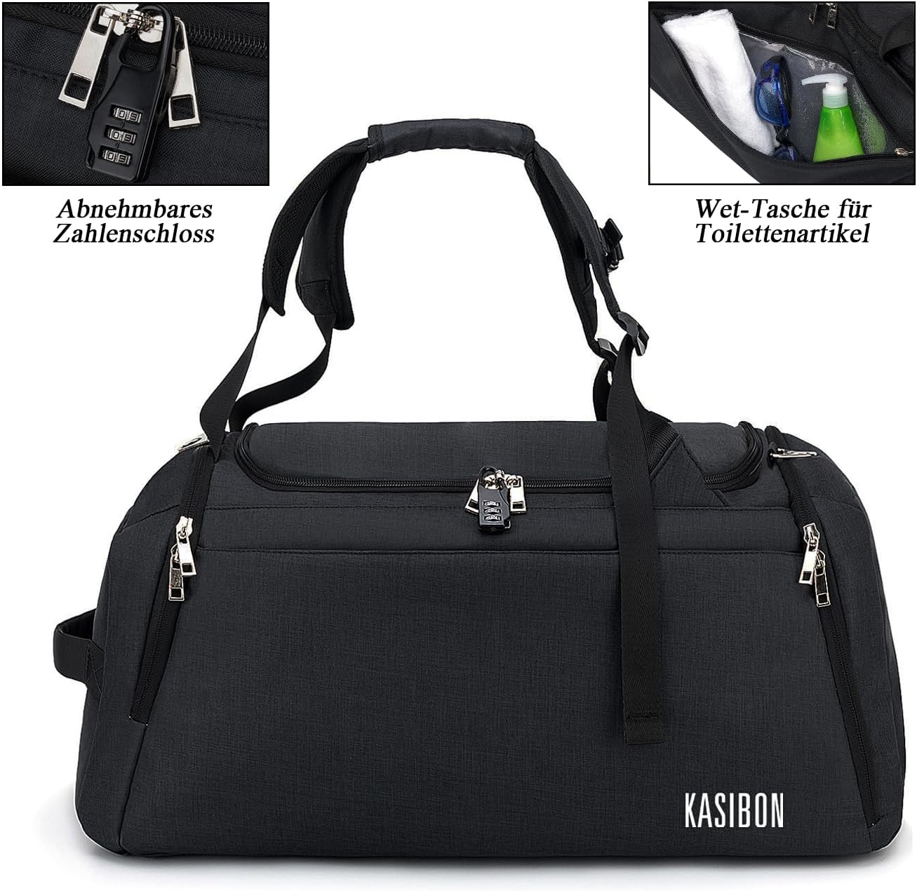 42L Waterproof Gym Duffel Bag with Shoe Compartment, Wet Pocket & Lock – Unisex