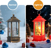 Snowman lantern with flickering LED candle light