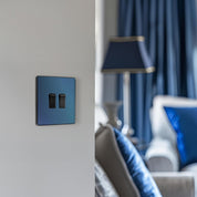 Double 2 Way Screwless Wall Light Switch Matt Blue