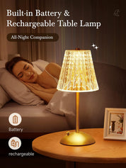 10-Way Dimmable Rechargeable Table Lamp – Touch Bedside Lamp with 3 Light Colors