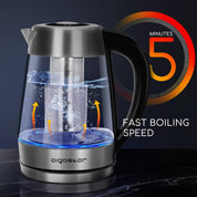 Aigostar Electric Glass Kettle 1.7L Variable Temp, Tea Infuser, Keep-Warm