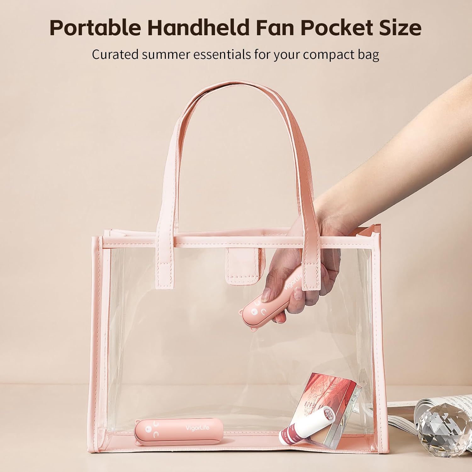 Mini Handheld Fan,USB Rechargeable 3 IN 1 Personal Cooler Fans with Power Bank,LED Flashlight,Small Foldable Pocket Fan-Travel & Emergency Essentials for Outdoor Portable Cooling Fan (Pink)