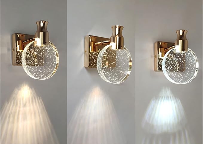 Crystal Bubble Wall Lamp - 3 Color LED Sconce Light