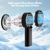 VKUSRA Portable Handheld Fan, Powerful Hand Fan with 6000mAh Battery & Adjustable 1-100% Speeds, Cooling Rechargeable USB Fan with Large Screen Display, Stable Desk Fan for Home, Office, Travel