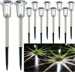 Solar Pathway Lights Outdoor 10 Pack, Upgraded 12-Hour LED Landscape Lighting, (Cold White)