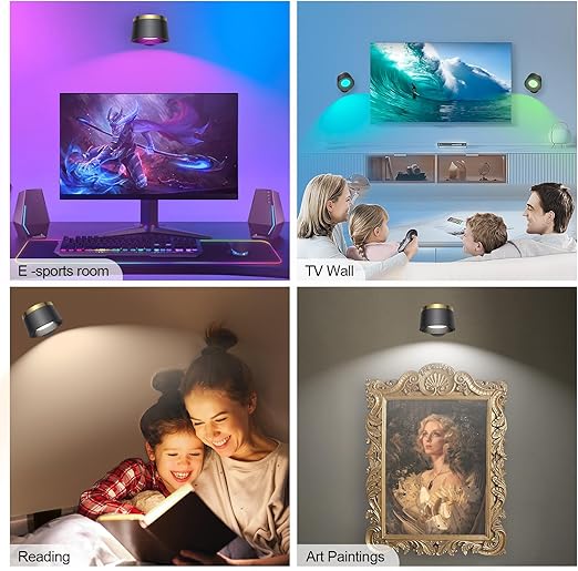 2 Pack Magnetic Wireless Wall Sconce - Remote & Touch Control 360° Rotatable LED Light