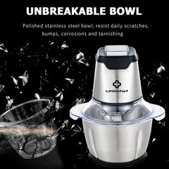 LINKChef Mini Food Chopper – 400W, 1.2L Stainless Steel Bowl, 4 Blades, Electric Processor for Meat, Vegetables & Baby Food