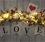 Rose Flower String Lights, 2M 20 LED Battery Powered Artificial Rose Garland for Indoor Bedroom, Wedding and Party Decoration