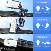 Blukar Black Car Phone Holder 360° Adjustable Mount with Strong Suction & One-Touch Release