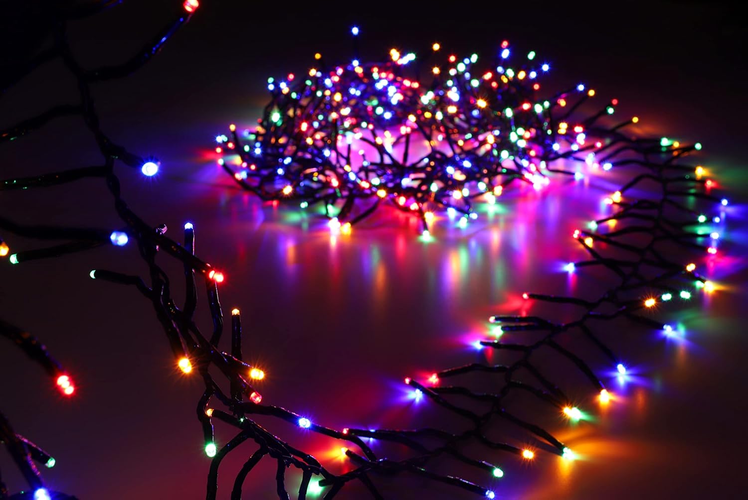 500 Multi-Colour LED Cluster Lights, 6M/20FT, with 8 Function Controller, Energy Efficient A++, for Indoor and Outdoor Christmas Decorations