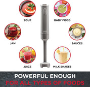 Hand Blender 200W Stick Immersion Blender – Cool Grey Handheld Electric Mixer with Stainless Steel Blade for Soups & Smoothies