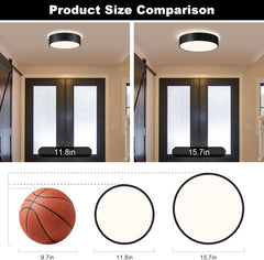 Modern LED Ceiling Light, 24W 4000K Black Metal Flush Mount Lamp 11.8 Inch for Bedroom, Living Room, Kitchen, Bathroom, Hallway, Dining Room, Lounge