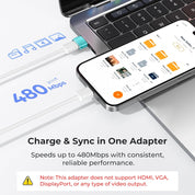 Green USB to USB-C Adapter 3-Pack – Type-C Female to USB-A Male Charger Converter for iPhone 11–16 Pro Max/Plus, Apple Watch Ultra/8/7, AirPods 2/3, iPad 8th–10th Gen, Air 4/5, Mini 6