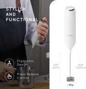 Rechargeable Milk Frother Handheld with USB-C Stand, Electric Whisk