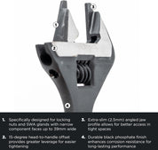 C.K Tools Slim Jaw Adjustable Wrench 200mm for Electricians, SWA Glands & Locking Nuts, 2.5mm Angled, 39mm Capacity, 15° Offset Head, Chrome Vanadium, Adjustable Spanner, Corrosion Resistant, CK T4766
