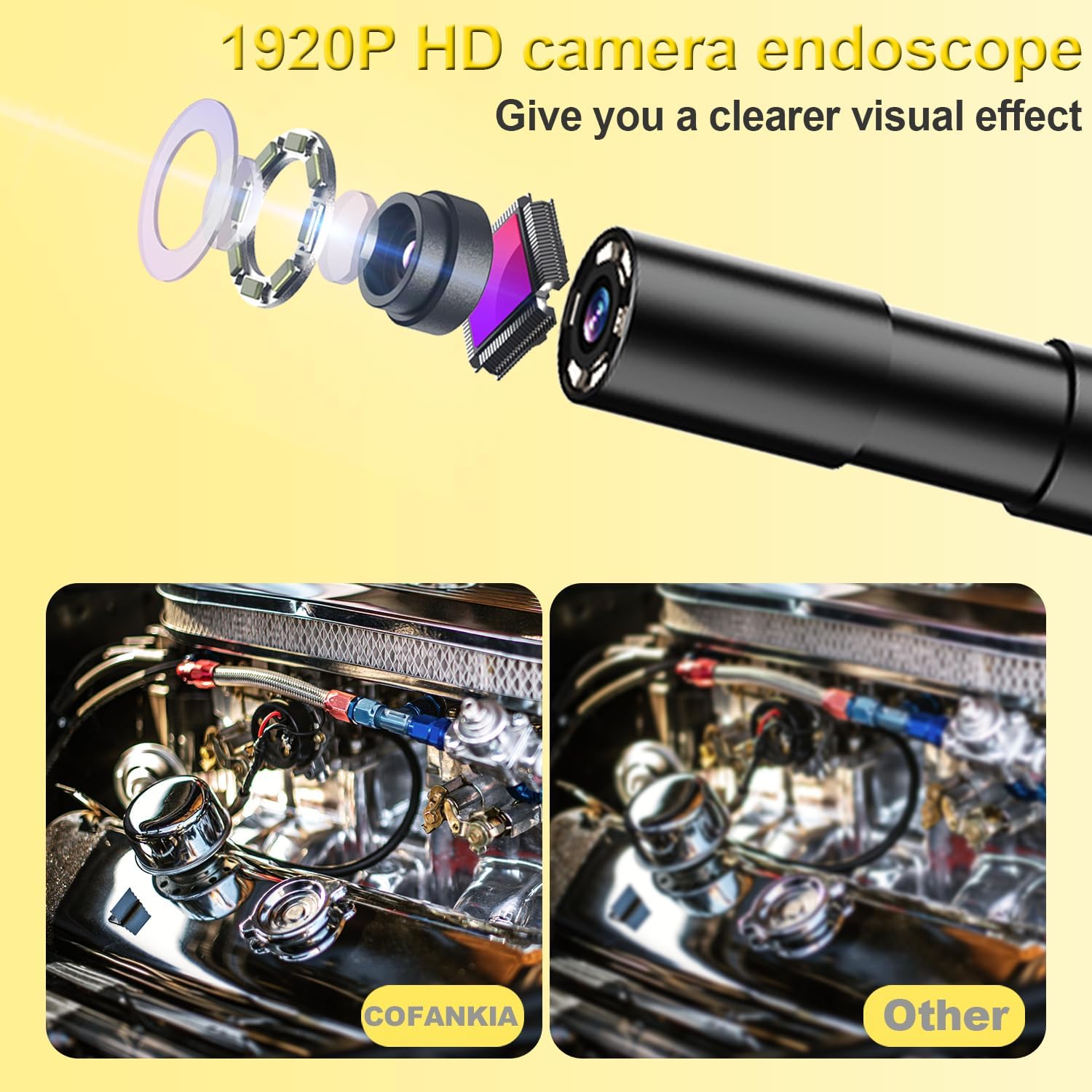 Inspection Camera 4.3" HD 1920P Waterproof Borescope