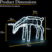 LED Outdoor White Rope Light Set | Reindeer Family Design, Energy efficient, IP44 Waterproof, 3PCs