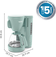 Tefal Morning Filter Coffee Maker 1.25L, 1000W – Reusable Filter, Drip-Stop System, Keep Warm Function, Easy Fill Water Tank