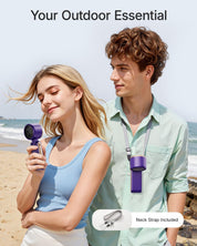 Portable Handheld Turbo Fan - 5 Gear High Speed 4000mAh Rechargeable Mini Personal Hand Fan Blow Cold Air, Battery Operated Travel Essentials, Beach Vacation, Gifts for Women, Men (Purple)