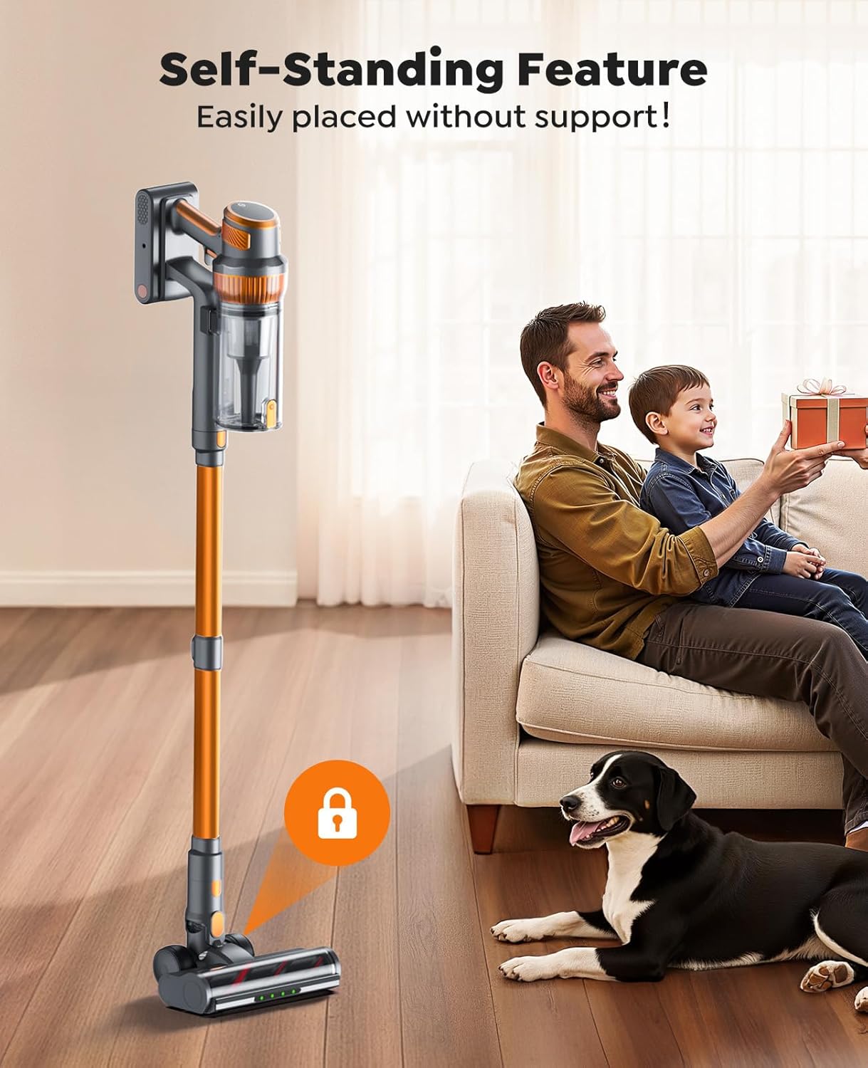 SMOTURE 600W Cordless Vacuum Cleaner, 50KPA Suction, 65Min Runtime, Touch Screen & Wall Mount, Anti-Tangle Design – VAC04