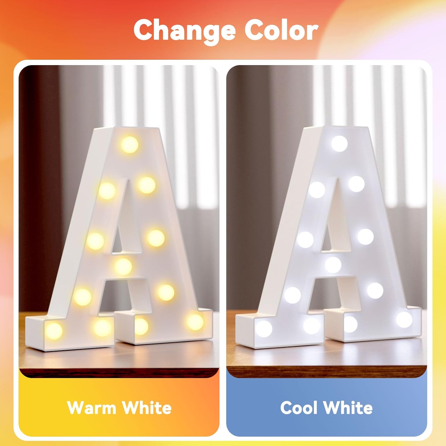 LED Light Up Marquee Letters Sign – Cool & Warm Light