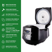 Yum Asia Bamboo IH Rice Cooker 1.5L – Ceramic Bowl & LED Touch – UK/EU