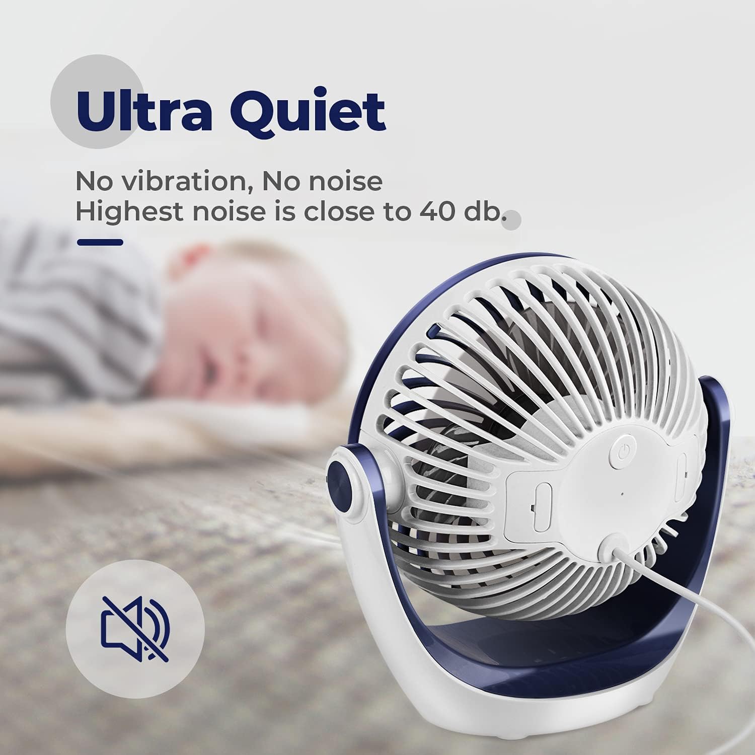 OCOOPA USB Desk Table Fan with Strong Airflow & Quiet Operation, Portable Cooling Fan Speed Adjustable 360°Rotatable Head for Home Office Bedroom Table and Desktop