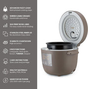Yum Asia Tsuki Mini Rice Cooker – Pebble Grey – 0.45L Shinsei Ceramic Bowl