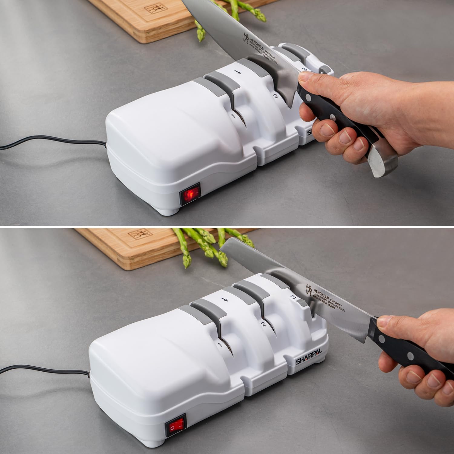Electric Knife Sharpener – 3-Stage Professional Sharpening System | Diamond Wheels | For Straight & Serrated Knives | Razor-Sharp Results Fast