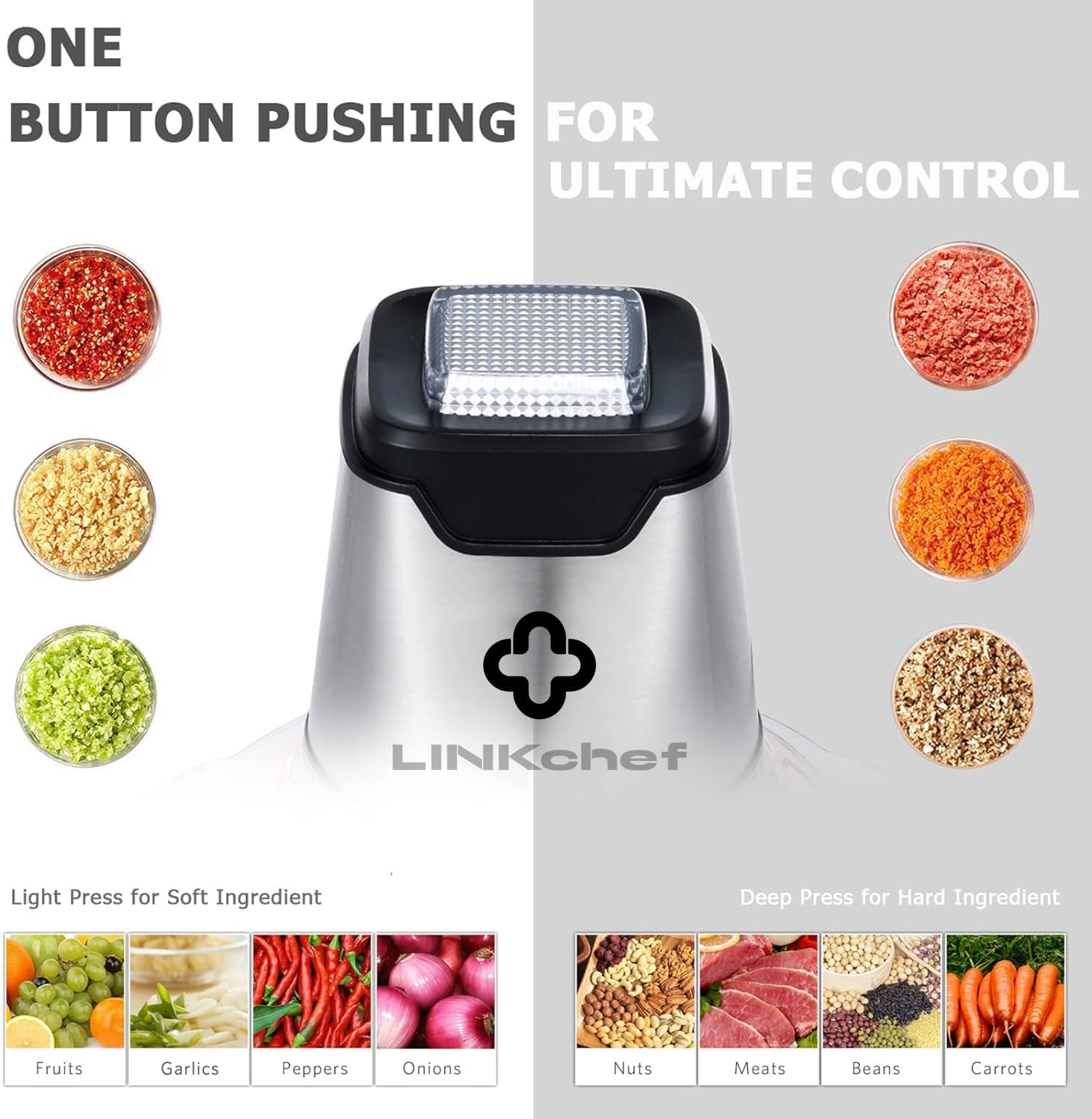 LINKChef Mini Food Chopper – 400W, 1.2L Stainless Steel Bowl, 4 Blades, Electric Processor for Meat, Vegetables & Baby Food