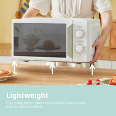 17L White & Sage Green Mini Microwave Oven with InverTech & Defrost