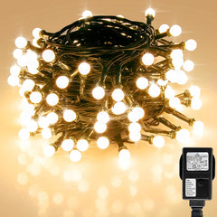 15M/49ft 120LED Outdoor Fairy Lights Plug in, 8 Modes Waterproof Christmas Tree Lights Outdoor/Indoor (Warm White)