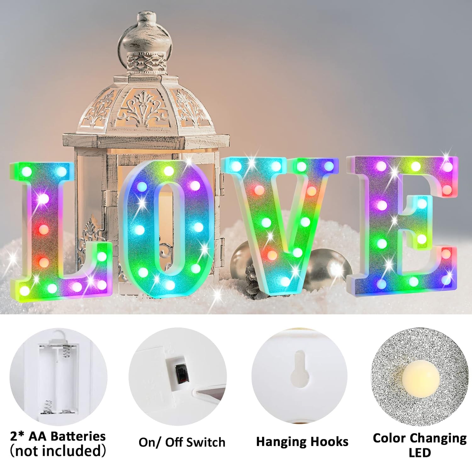 Color Changing Glitter LED Letter Light X