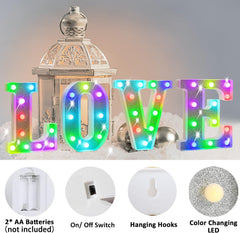 Glitter LED Letter Light & with Remote 18 Colors
