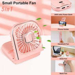 Folding Handheld USB Rechargeable Mini Fan – Pink