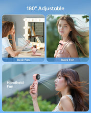 Portable Handheld Turbo Fan - 5 Gear High Speed 4000mAh Rechargeable Mini Personal Hand Fan Blow Cold Air, Battery Operated Travel Essentials, Holiday Gifts for Women, Men (Pink)
