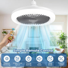 Ceiling fan with remote control in a living room setting