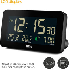 Digital Alarm Clock with Date, Month, Temperature, Negative LCD & Crescendo Beep