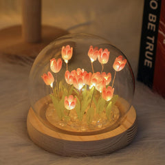 20 Tulips Flower Night Lamp with Fairy Lights – Cute Battery Powered Bedroom Decor Gift