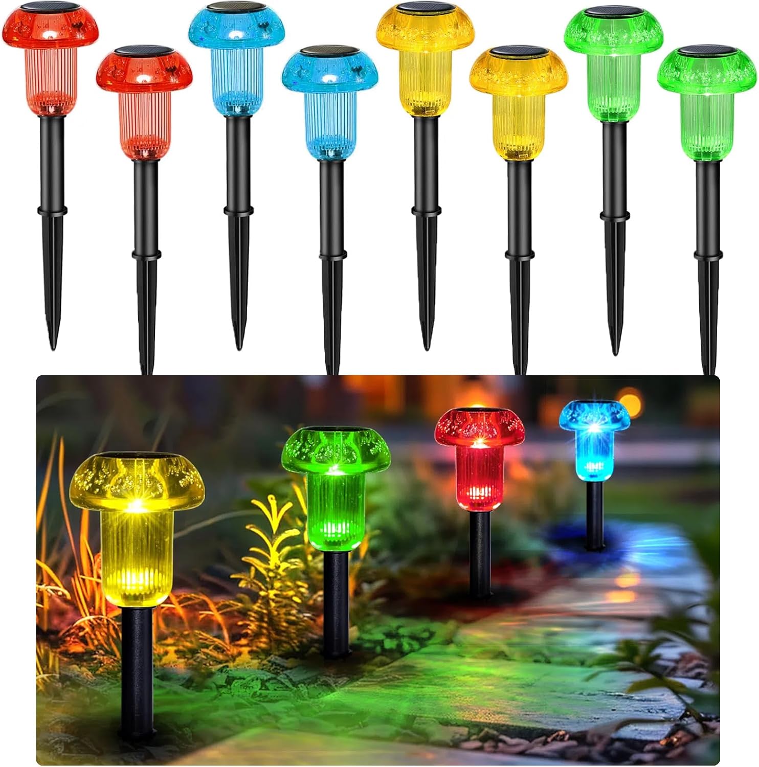 Solar Pathway Lights Outdoor 10 Pack, Upgraded 12-Hour LED Landscape Lighting, (Cold White)