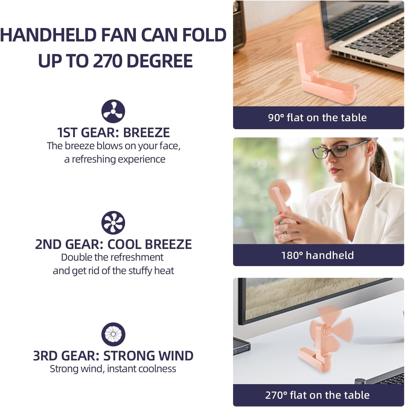 Portable Foldable Handheld Fan with Power Bank