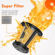 AMZCHEF Juicer Machines - Cold Press Slow Juicer - Masticating Juicer for Whole Fruits and Vegetables - Delicate Chew No Need to Filter - BPA Free Juice Extractor with 2 Cups and Brush - Black