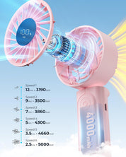 Portable Handheld Fan 4000mAh 6-Speed Foldable Mini Fan