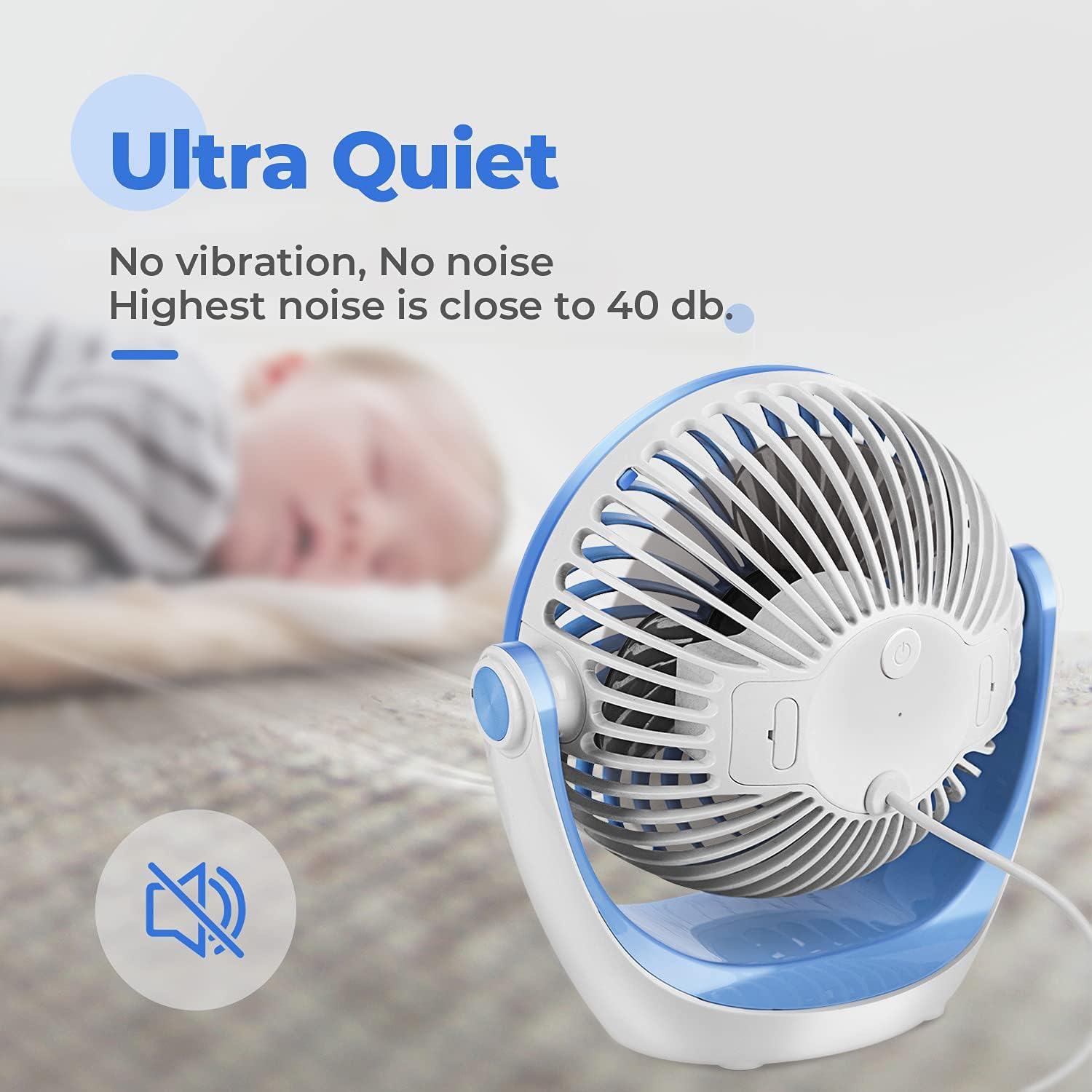 OCOOPA USB Desk Fan Table Fan with Strong Airflow & Quiet Operation, Portable Cooling Fan Speed Adjustable 360°Rotatable Head for Home Office Bedroom Table and Desktop